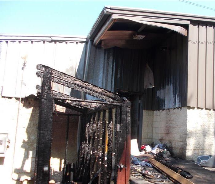 Fire damage caused by an arson.